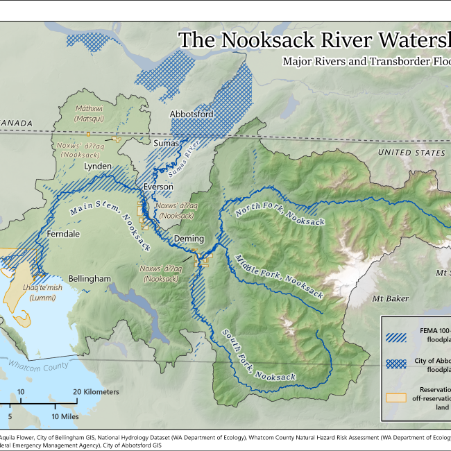 A map of the Skagit River watershed and floodplain